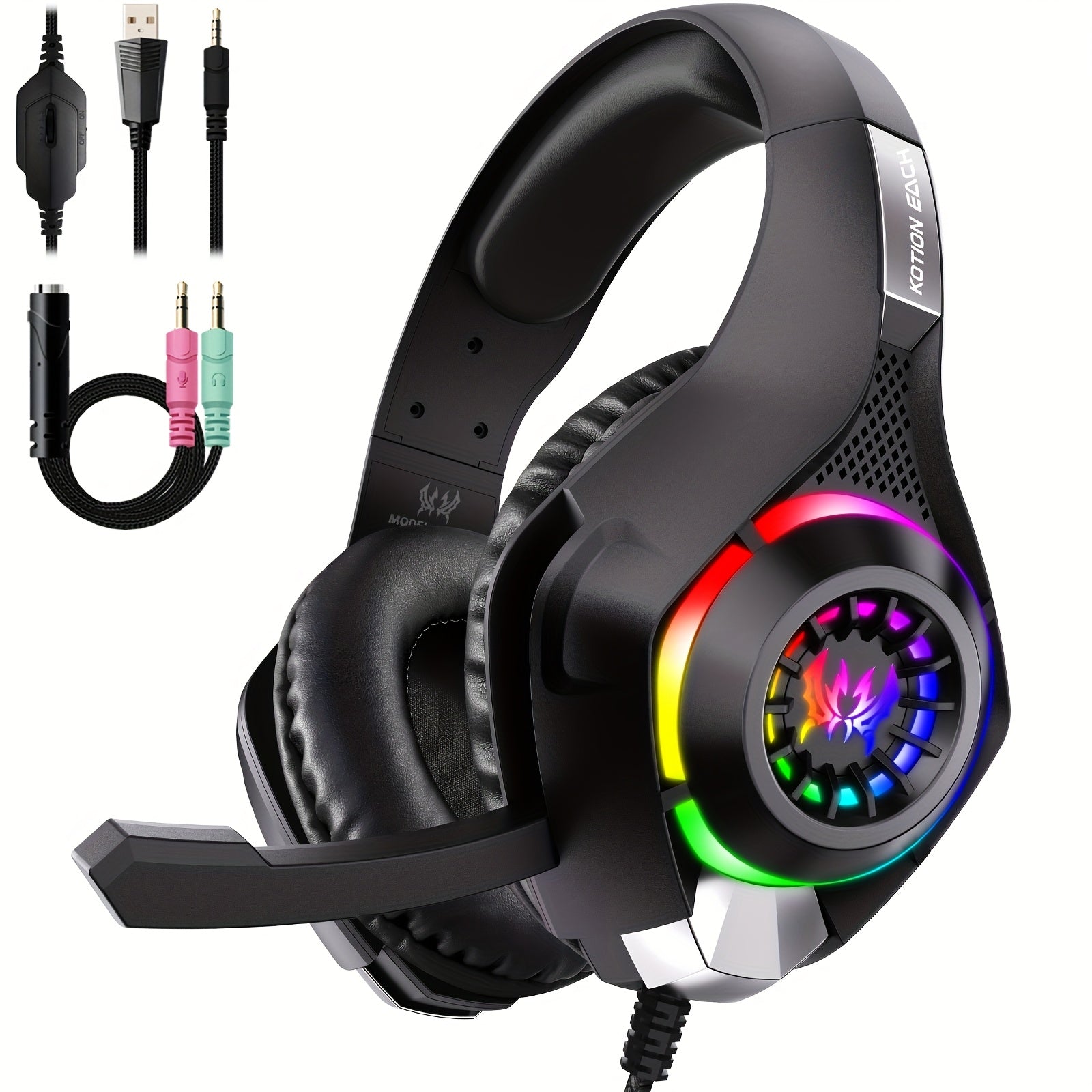 Casque de jeu adapté pour PC, PS4, PS5 avec microphone