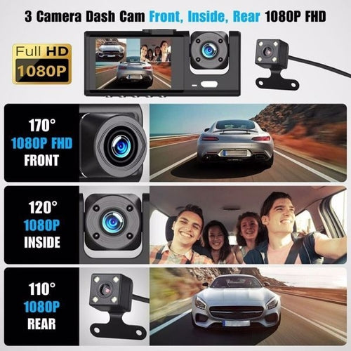 Caméra de bord de voiture avec double objectif intégré avant et arrière Full HD 1080P