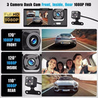 Caméra de bord de voiture avec double objectif intégré avant et arrière Full HD 1080P