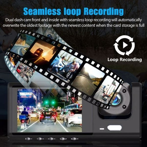 Caméra de bord de voiture avec double objectif intégré avant et arrière Full HD 1080P