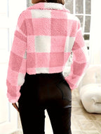 Veste en peluche à motif écossais