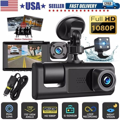 Caméra de bord de voiture avec double objectif intégré avant et arrière Full HD 1080P