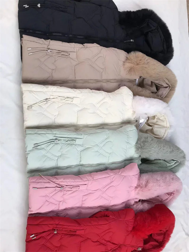 Manteau à col en fourrure à Capuche