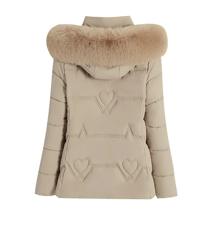 Manteau à col en fourrure à Capuche