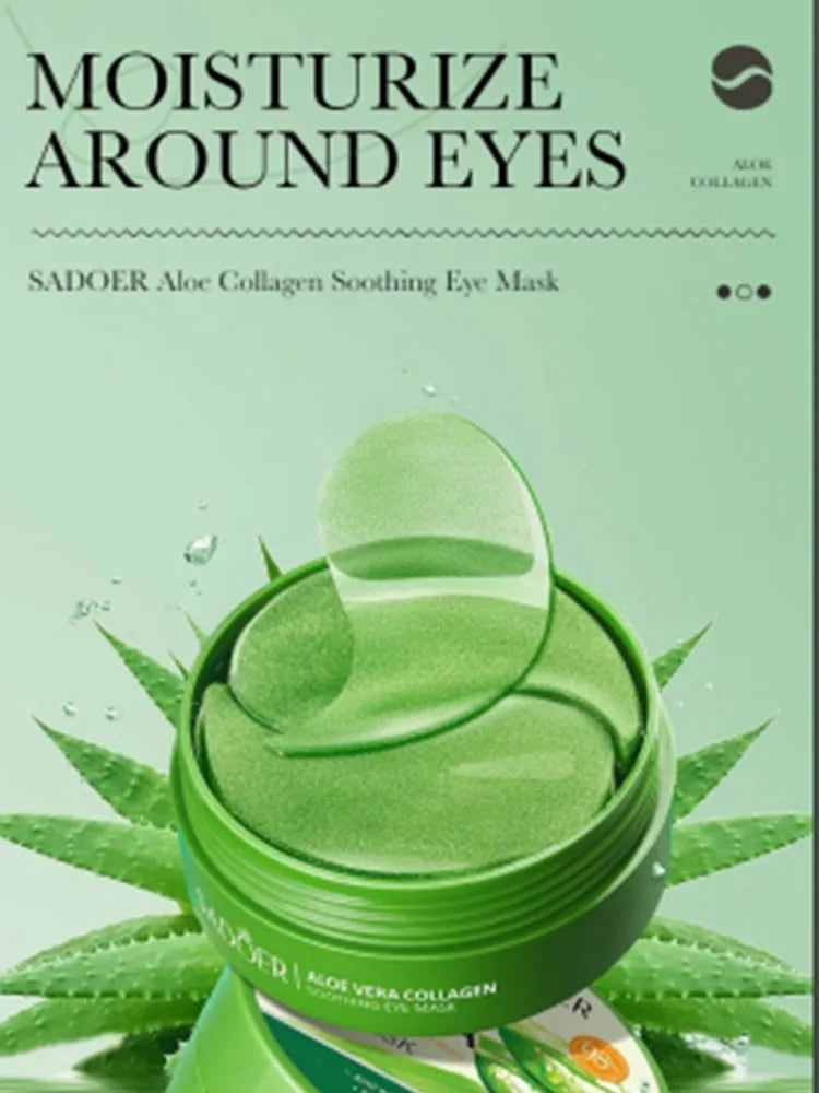 60 pcs Masque l'Aloe Vera et au Collagène Anti-cernes Anti-poches Hydratant Anti-rides