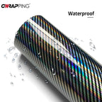 Autocollants en fibre de carbone arc-en-ciel laser