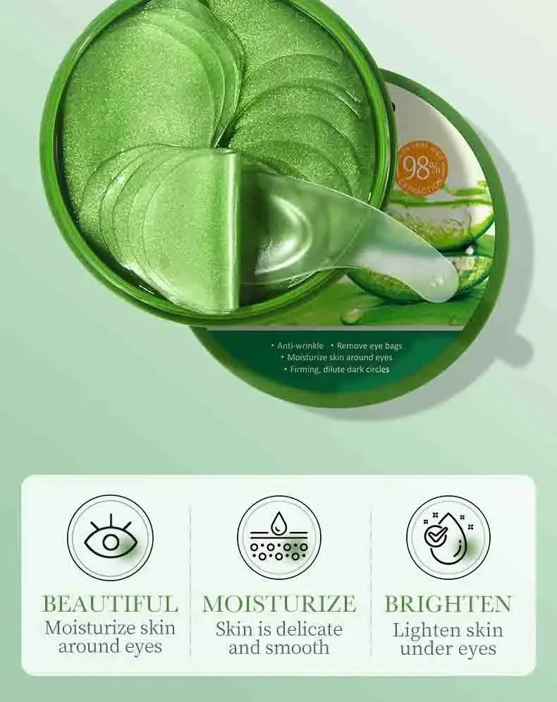 60 pcs Masque l'Aloe Vera et au Collagène Anti-cernes Anti-poches Hydratant Anti-rides