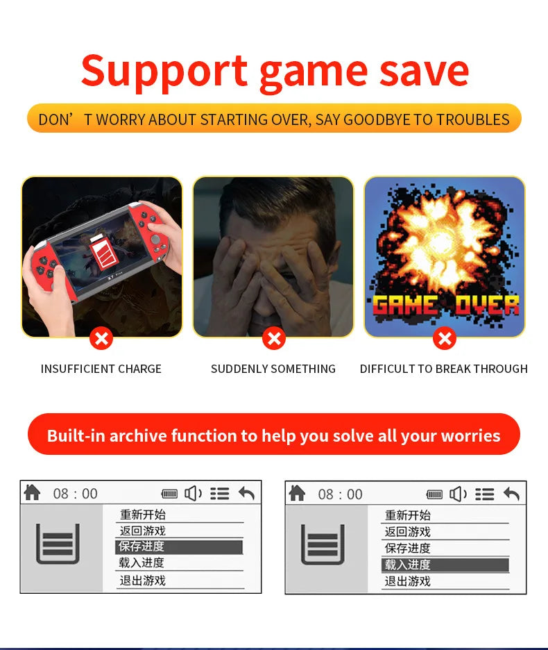 Console de jeu portable X7 4,3 pouces