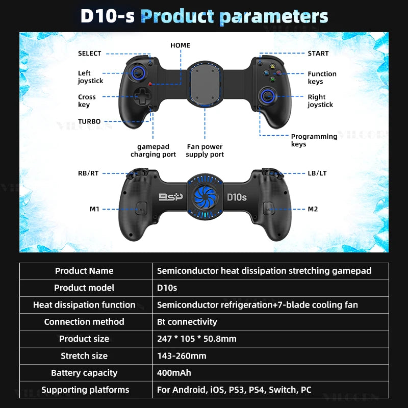 Manette de jeu mobile D10/D10S pour tablette sans fil