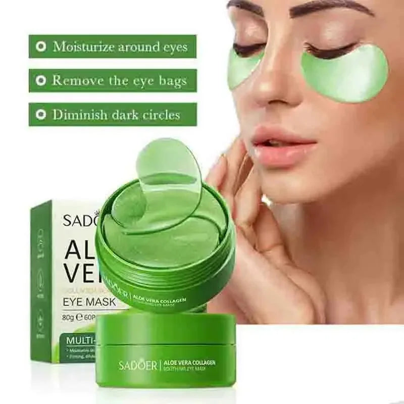 60 pcs Masque l'Aloe Vera et au Collagène Anti-cernes Anti-poches Hydratant Anti-rides