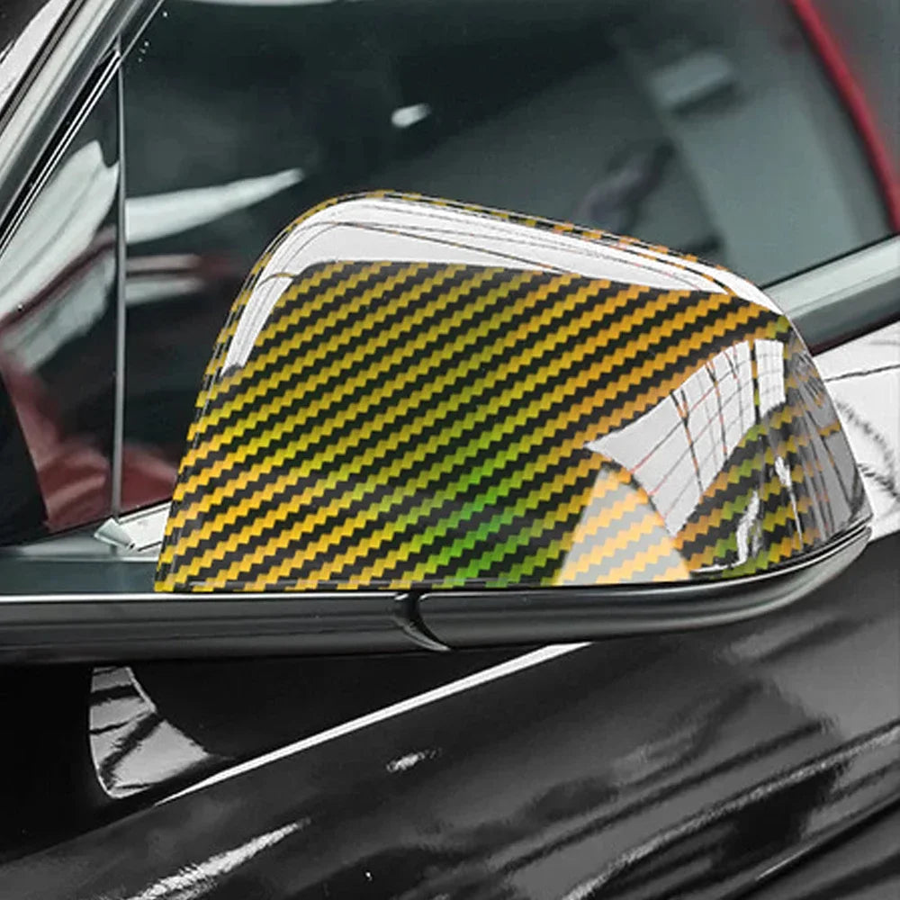 Autocollants en fibre de carbone arc-en-ciel laser