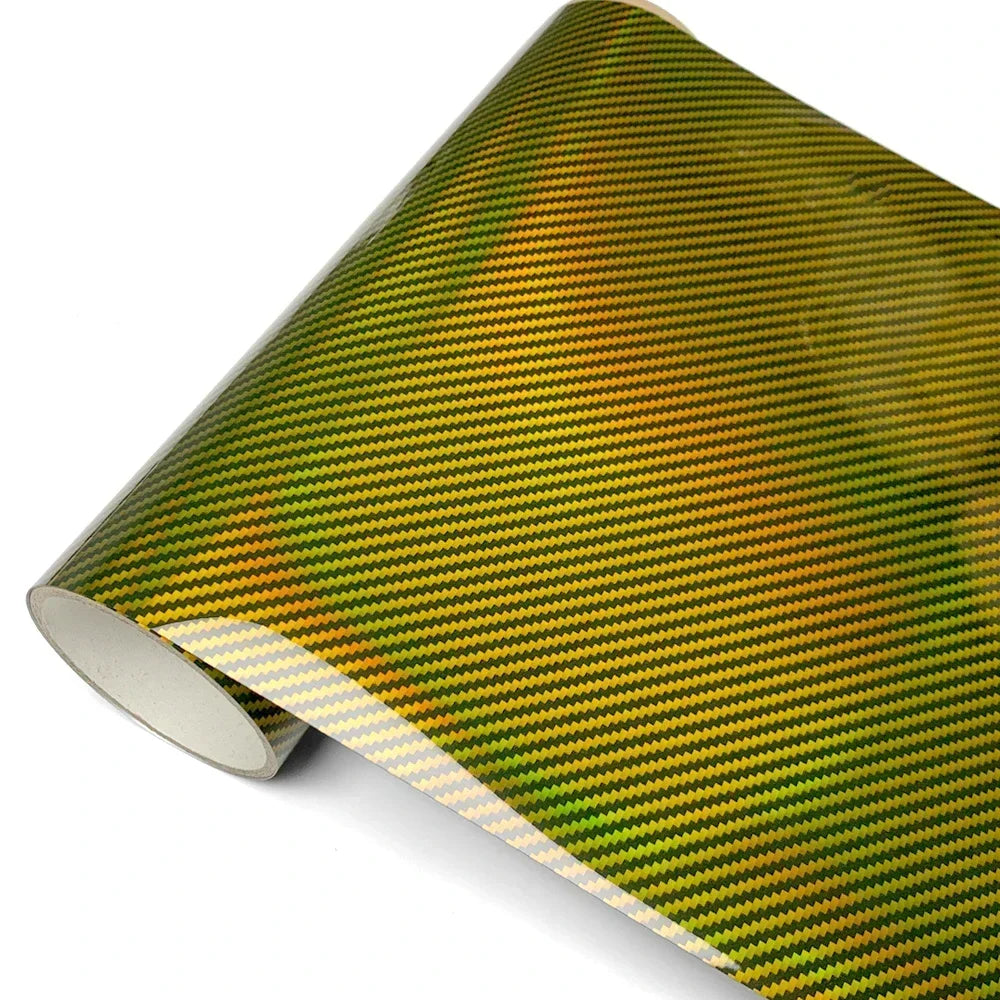 Autocollants en fibre de carbone arc-en-ciel laser