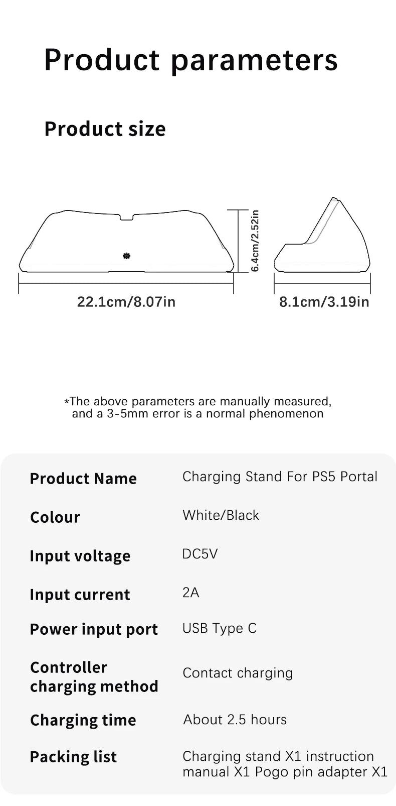 Station de recharge HONCAM pour PlayStation Portal 7