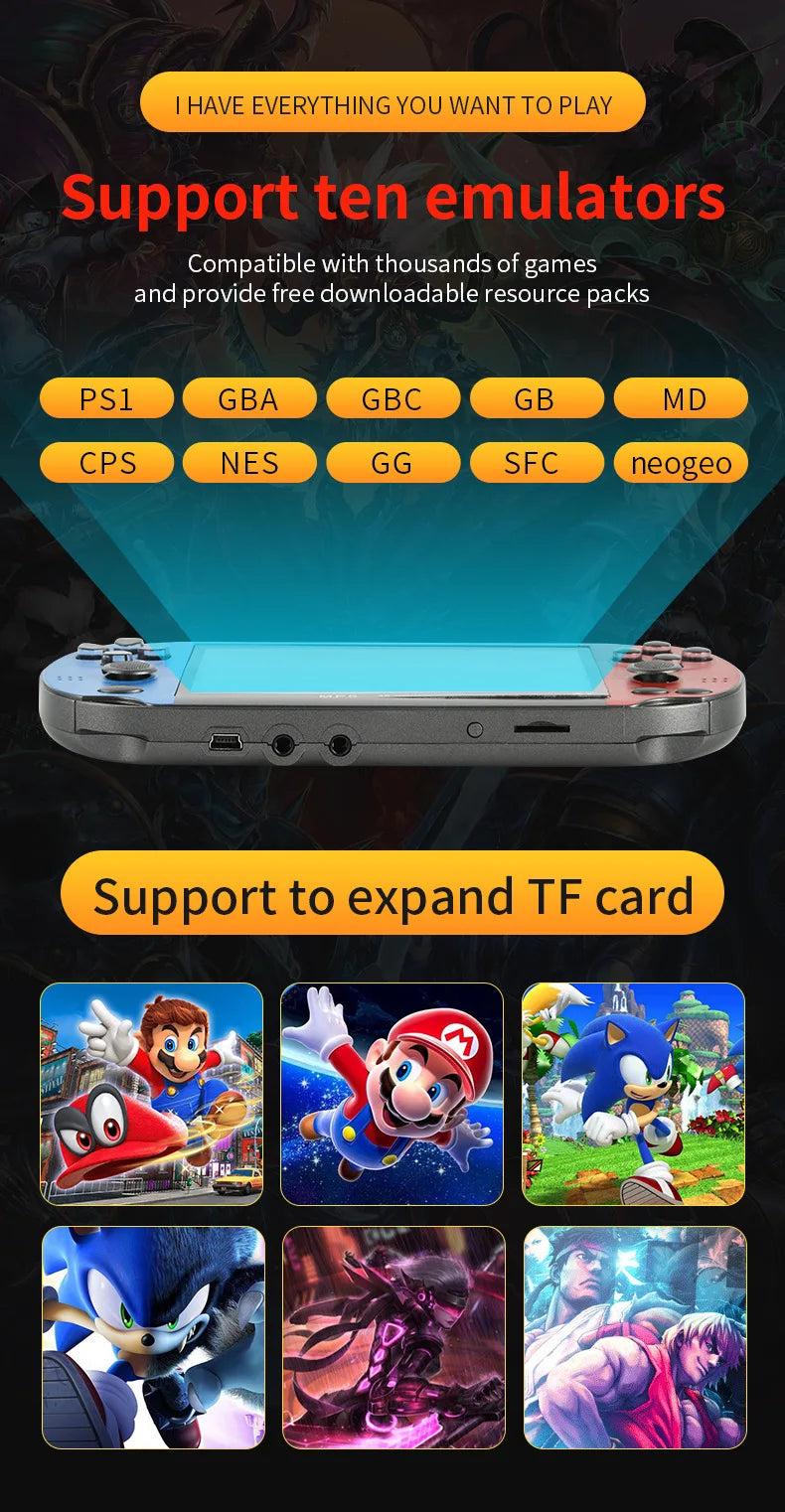 Console de jeu portable X7 4,3 pouces