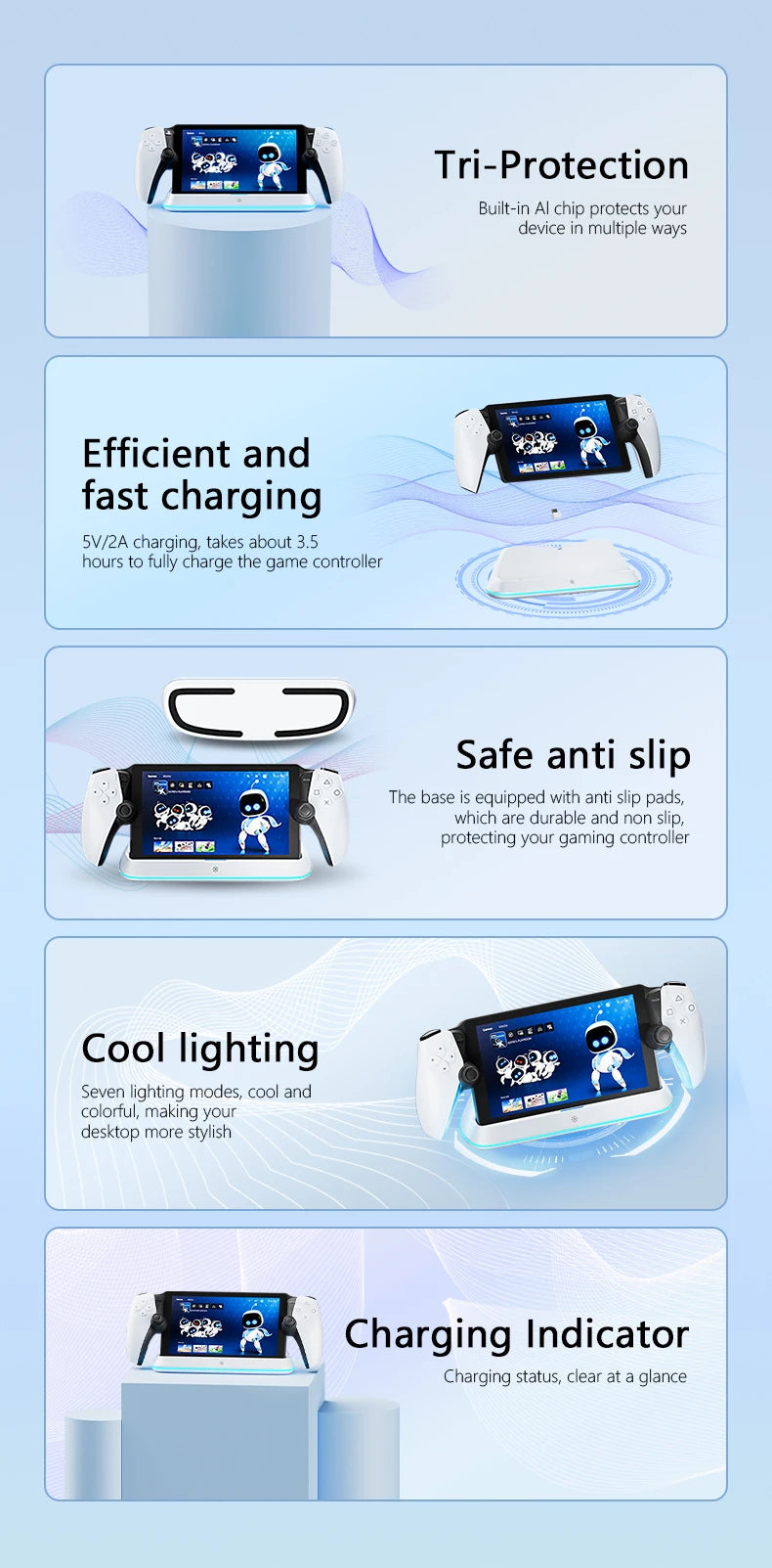 Station de recharge HONCAM pour PlayStation Portal 7