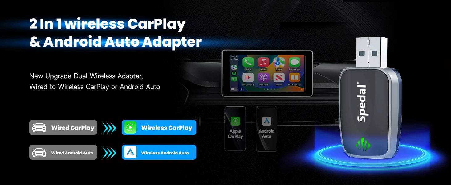 Adaptateur Car Play filaire  sans fil 2-en-1