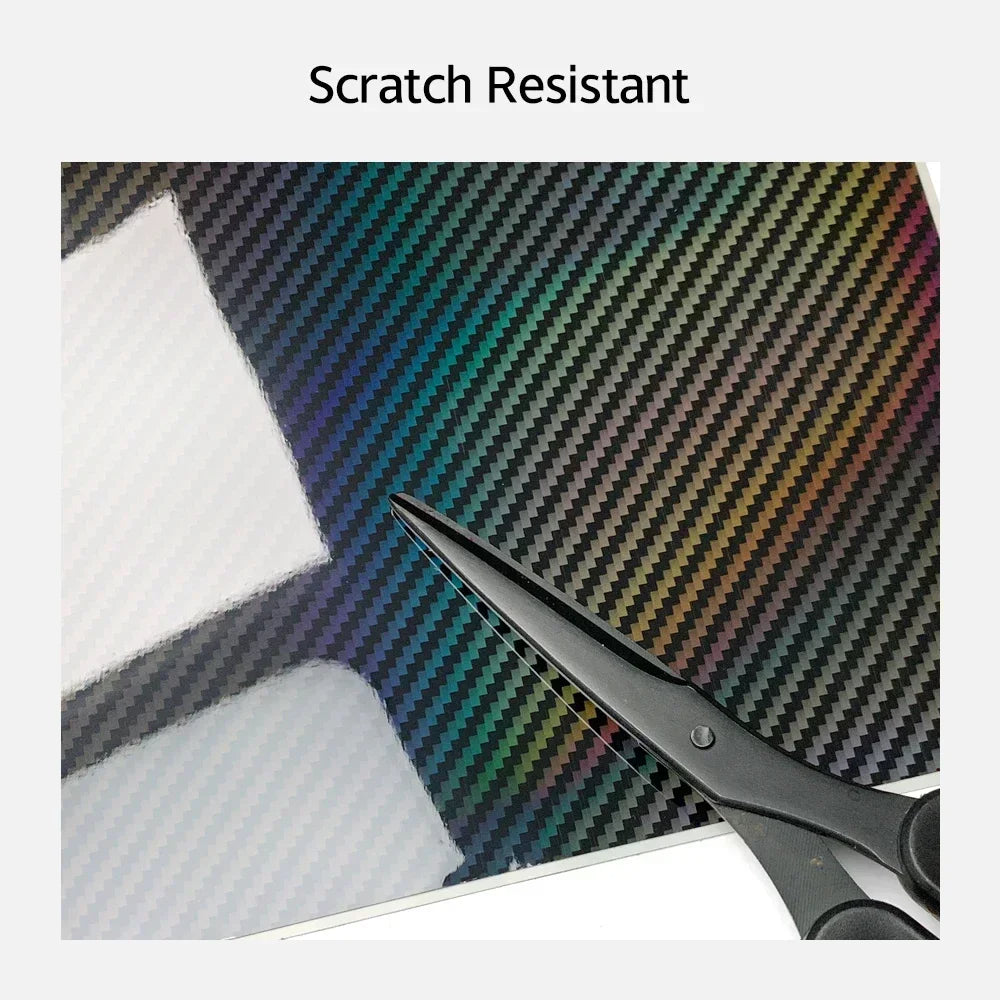 Autocollants en fibre de carbone arc-en-ciel laser