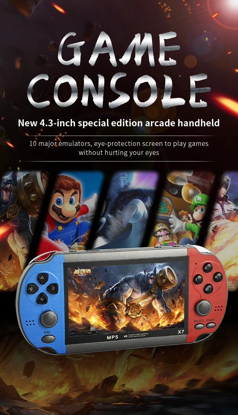 Console de jeu portable X7 4,3 pouces