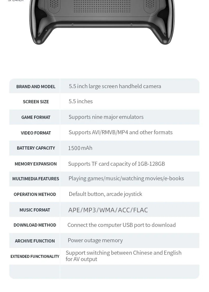 Console de jeux vidéo portable X9 Retro, écran IPS 5,5 pouces
