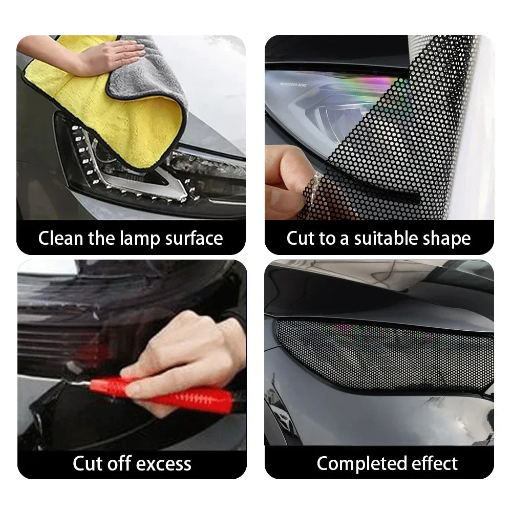 Autocollant pour phare de voiture en vinyle perforé, étanche, anti-rayures