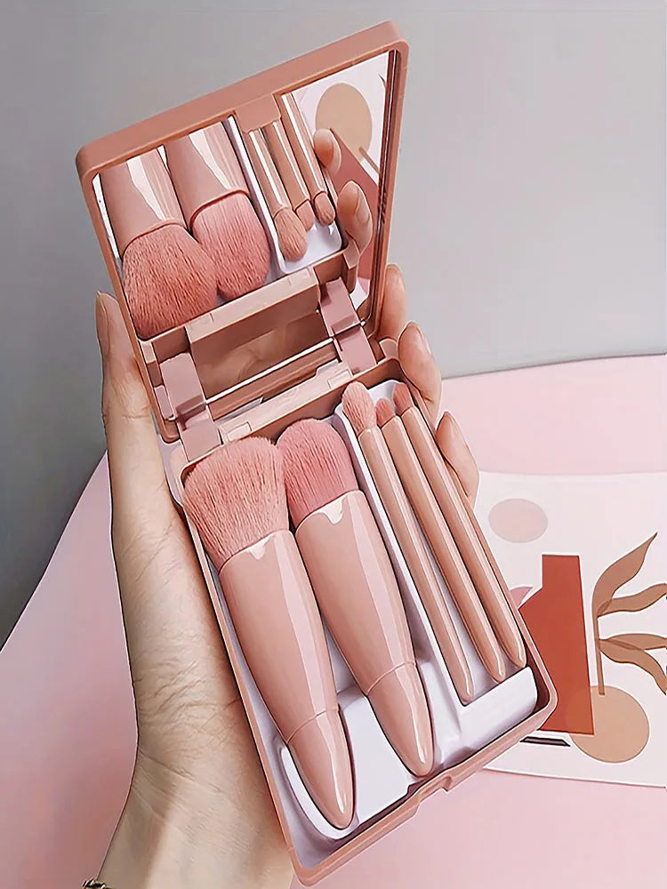 Pinceaux de maquillage portables avec miroir