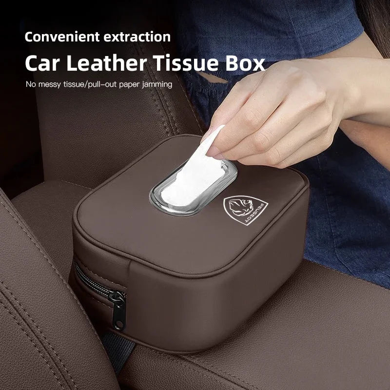 Boîte à mouchoirs en cuir