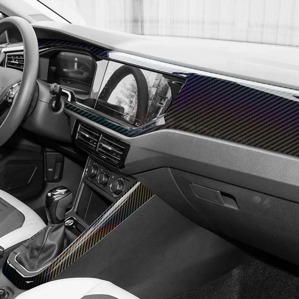 Autocollants en fibre de carbone arc-en-ciel laser