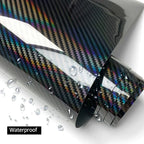 Autocollants en fibre de carbone arc-en-ciel laser