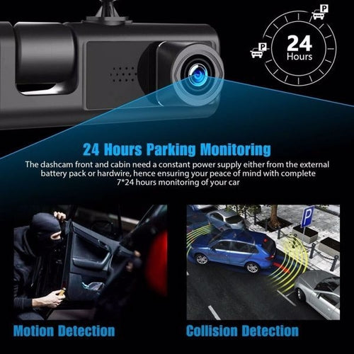 Caméra de bord de voiture avec double objectif intégré avant et arrière Full HD 1080P