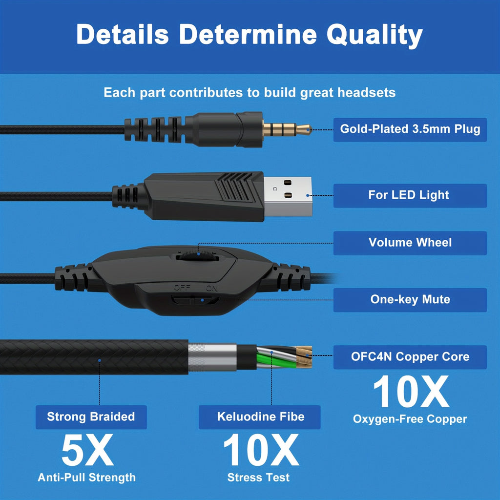 Casque de jeu adapté pour PC, PS4, PS5 avec microphone