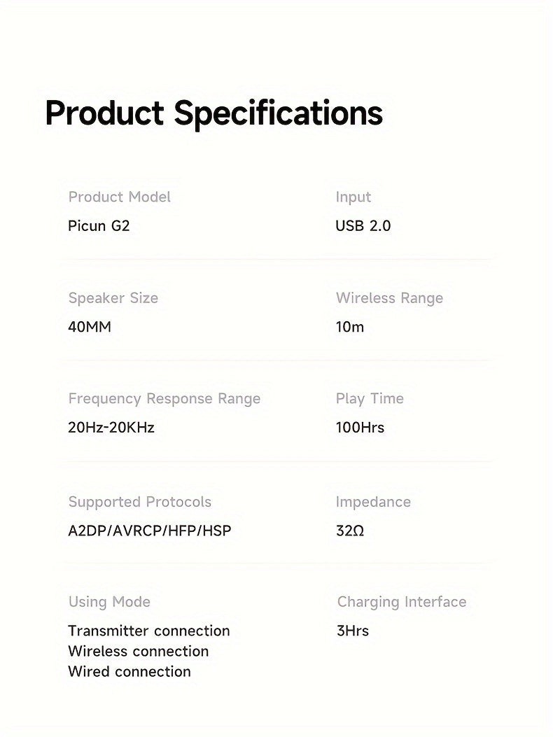 Casque de jeu sans fil Picun G2,