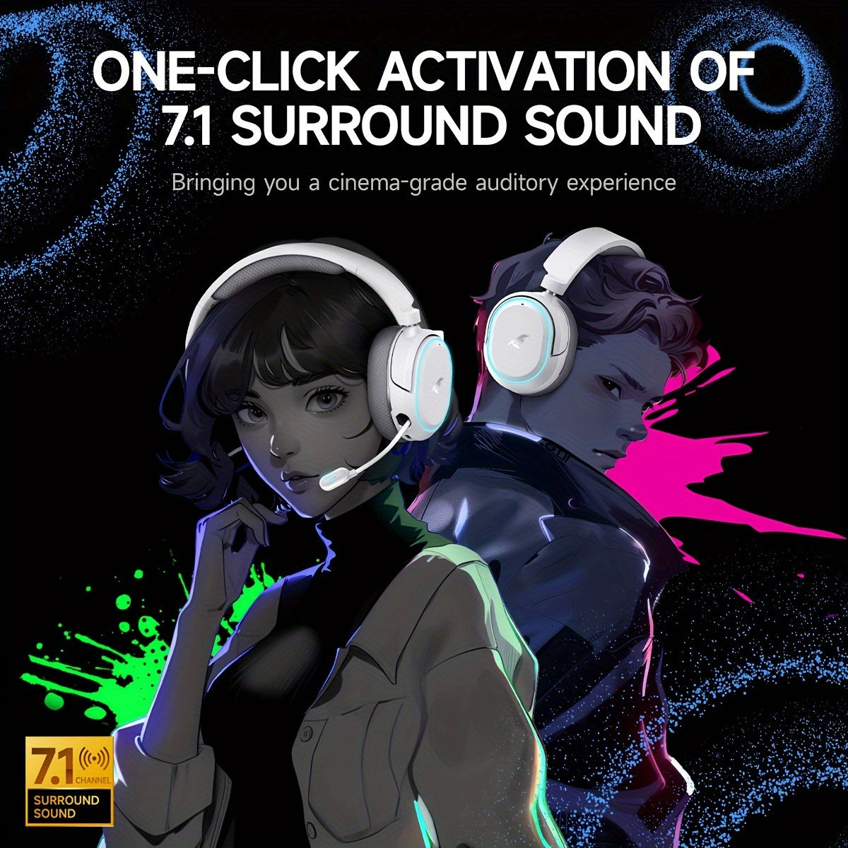 Casque de jeu sans fil Picun G2,